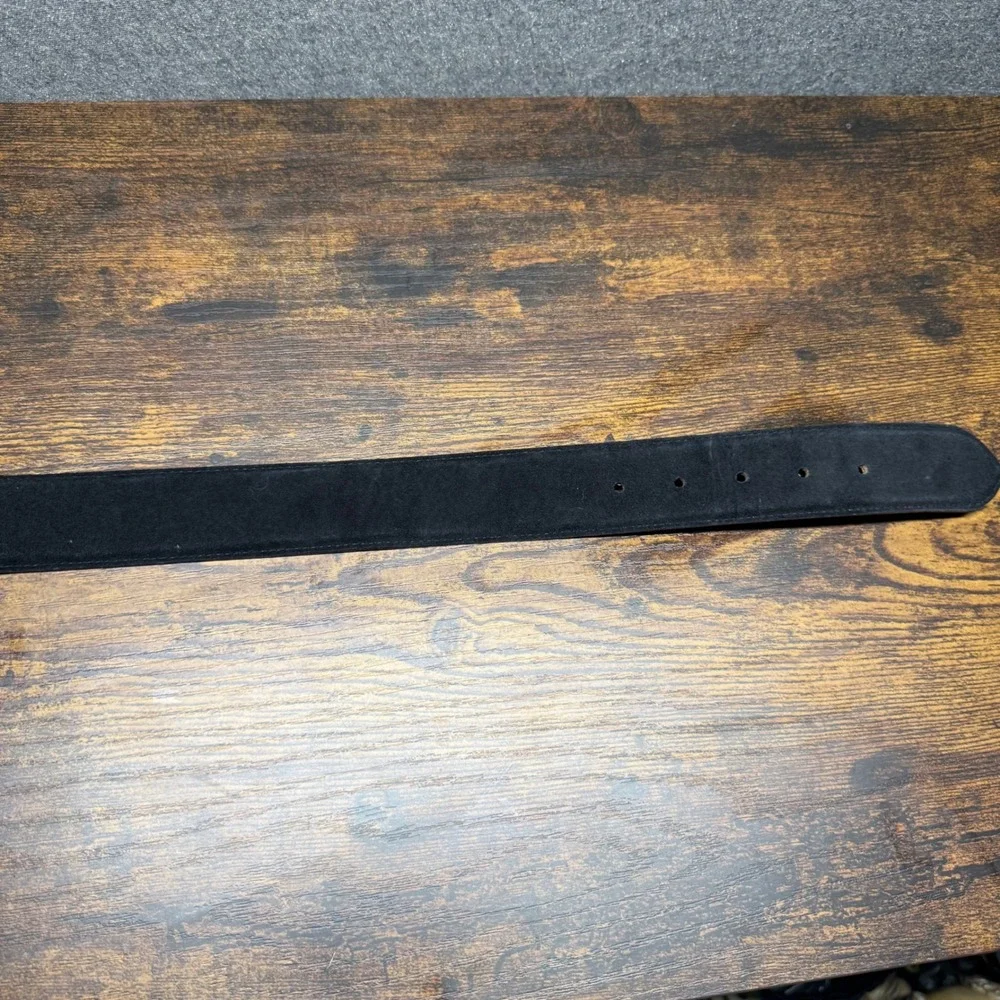 Black Suede Leather Belt Small Covered Buckle Vintage Style Y2K Boho